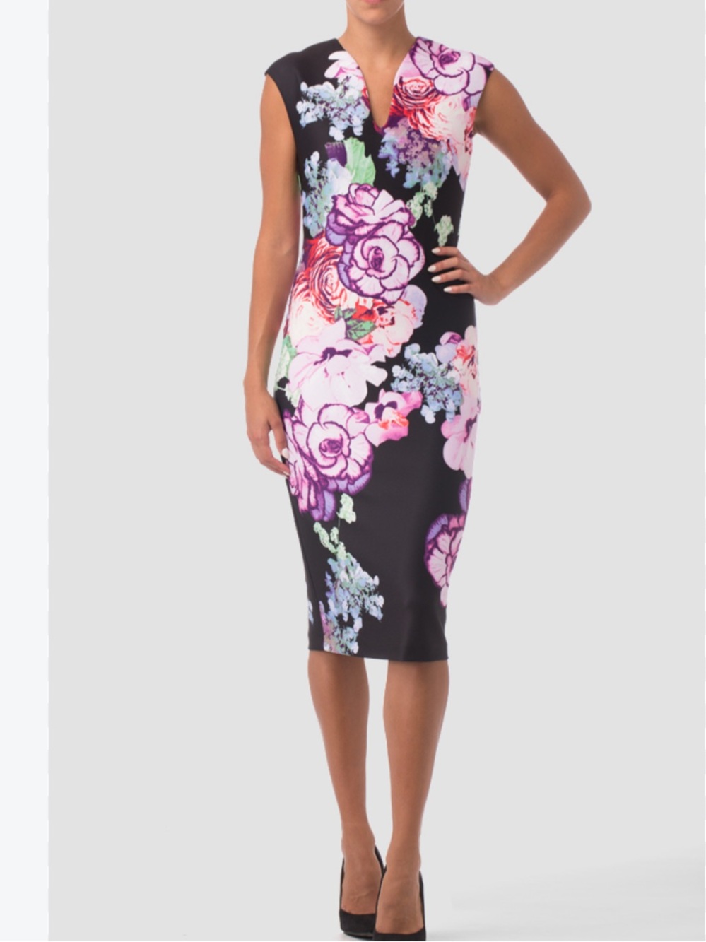 JOSEPH RIBKOFF women’s black floral sheath dress size 8
